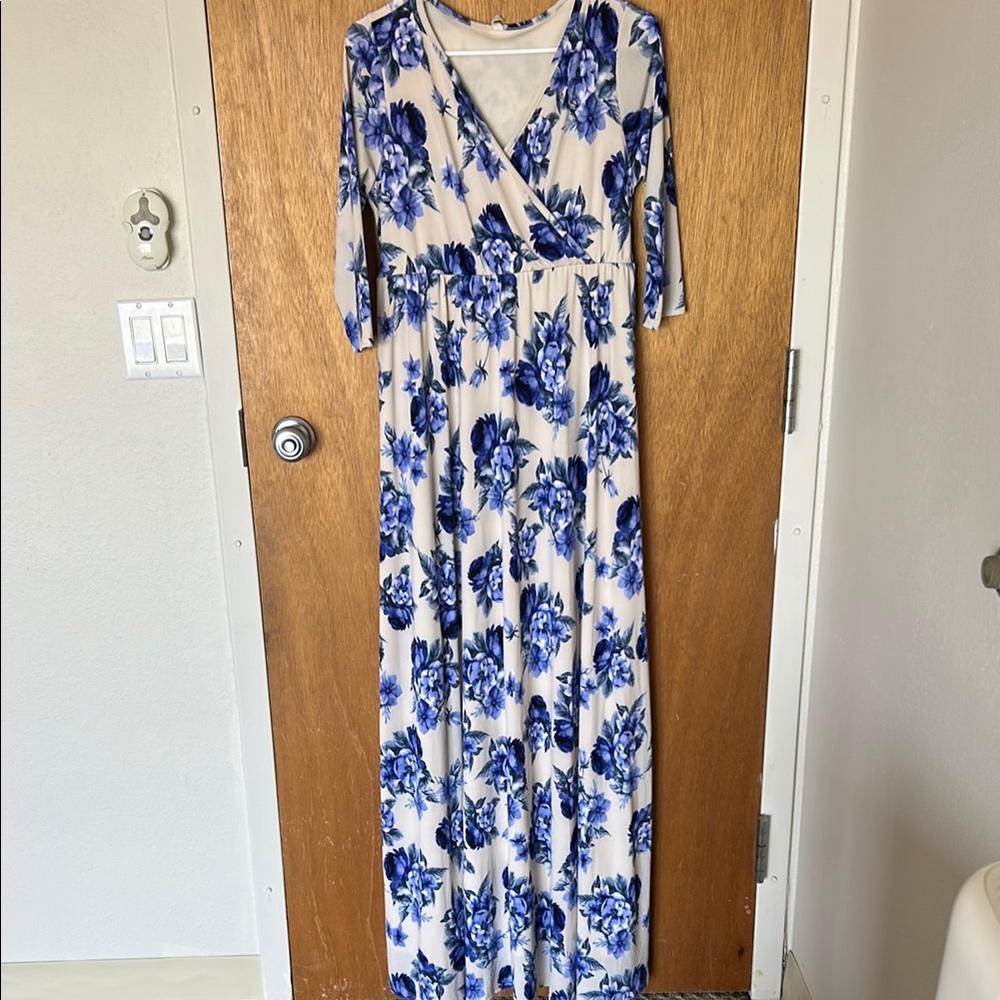 Pinkblush Blue and White Maternity Dress